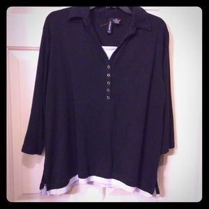 Jasonmaxwell Woman 2X black white trim pullover